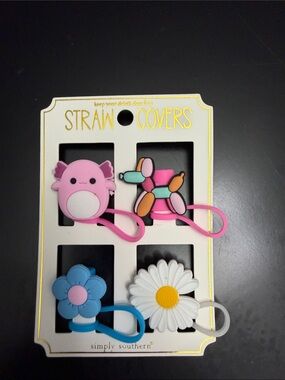 Simply Southern Pink Blue White Daisy Flower Balloon Animal Straw Covers